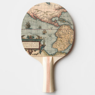 Vintage Map of North America Ping Pong Paddle