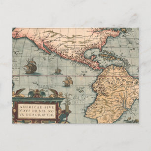 Vintage Map of North America Postcard