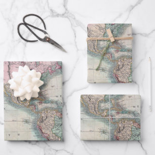 Vintage Map of North and South America 1806 Wrappi Wrapping Paper Sheet