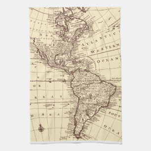 Vintage Map of North and South America Kitchen Towel