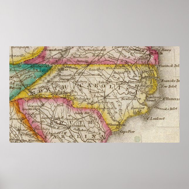 Vintage Map of North Carolina (1822) Poster (Front)