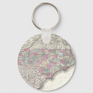 Vintage Map of North Carolina (1855) Keychain