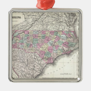 Vintage Map of North Carolina (1855) Metal Ornament