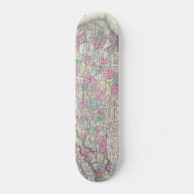 Vintage Map of North Carolina (1855) Skateboard (Front)