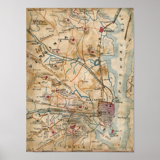 Vintage Map of Northeastern Virginia (1862) Poster (Front)