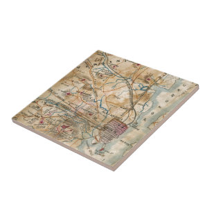 Vintage Map of Northeastern Virginia (1862) Tile