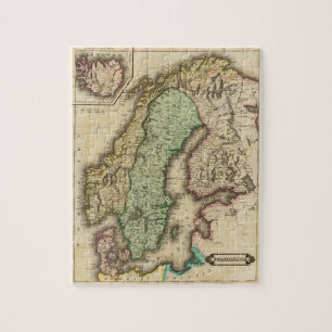 Vintage Map of Norway and Sweden (1831) Jigsaw Puzzle