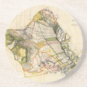 Vintage Map of Oahu Hawaii (1906) Coaster