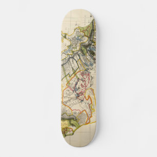 Vintage Map of Oahu Hawaii (1906) Skateboard