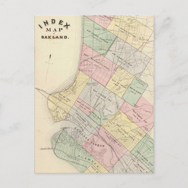 Vintage Map of Oakland California (1878) Postcard (Front)