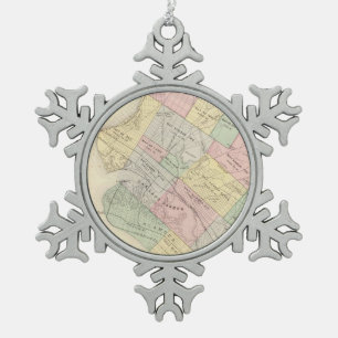 Vintage Map of Oakland California (1878) Snowflake Pewter Christmas Ornament