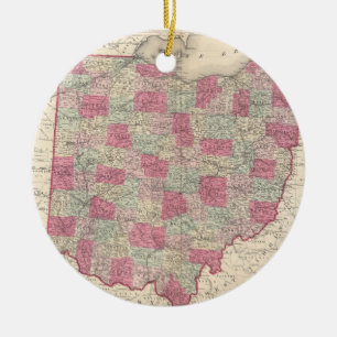 Vintage Map of Ohio (1864) Ceramic Ornament
