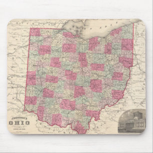 Vintage Map of Ohio (1864) Mouse Pad