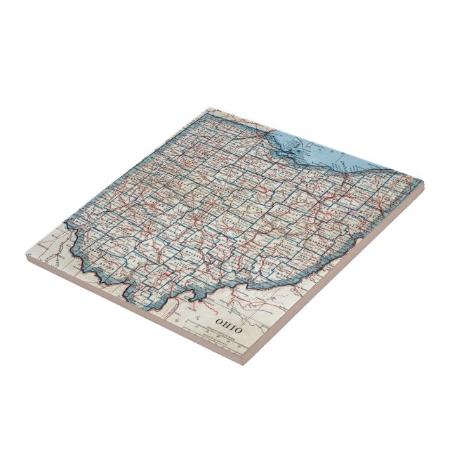 Vintage Map of Ohio (1921) Tile (Side)