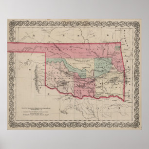 Vintage Map of Oklahoma (1869) Poster