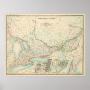 Vintage Map of Ontario and Quebec (1912) Poster