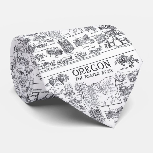 Vintage Map of Oregon (1912) - BW Tie (Rolled)