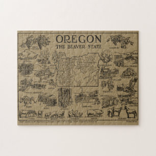 Vintage Map of Oregon (1912) Jigsaw Puzzle