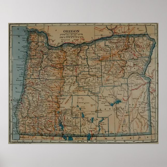 Vintage Map of Oregon (1921) Poster (Front)