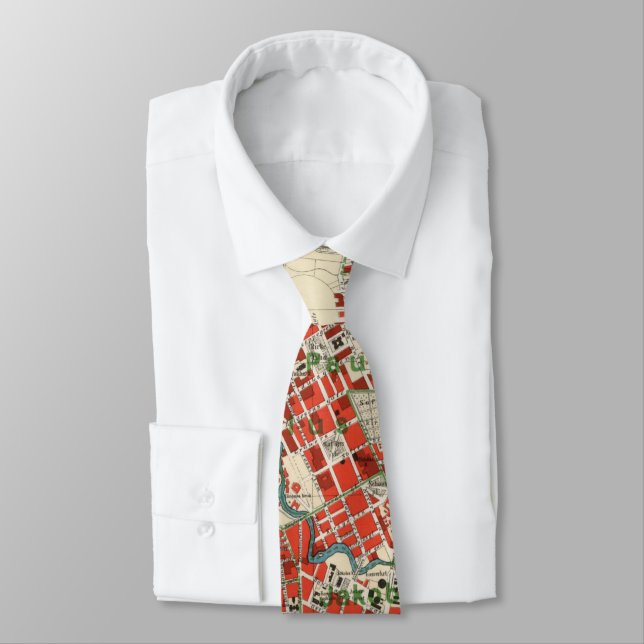 Vintage Map of Oslo Norway (1911) Tie (Tied)