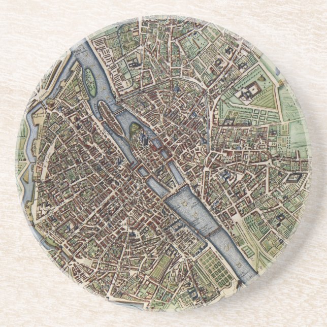 Vintage Map of Paris (1657) Coaster (Front)