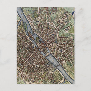 Vintage Map of Paris (1657) Postcard