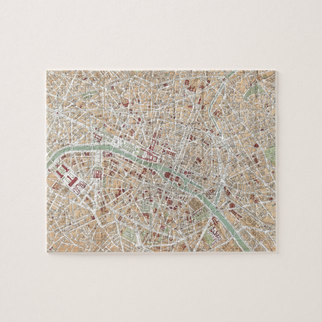 Vintage Map of Paris (1892) Jigsaw Puzzle (Horizontal)