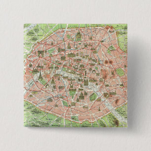 Vintage Map of Paris (1920) 2 Inch Square Button