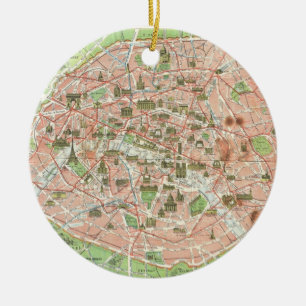 Vintage Map of Paris (1920) Ceramic Ornament
