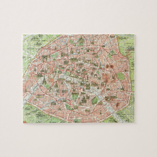 Vintage Map of Paris (1920) Jigsaw Puzzle (Horizontal)