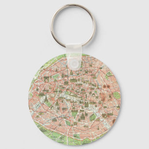 Vintage Map of Paris (1920) Keychain