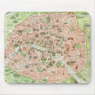 Vintage Map of Paris (1920) Mouse Pad