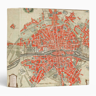 Vintage Map of Paris France (1721–1774) Binder