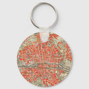 Vintage Map of Paris France (1721–1774) Keychain