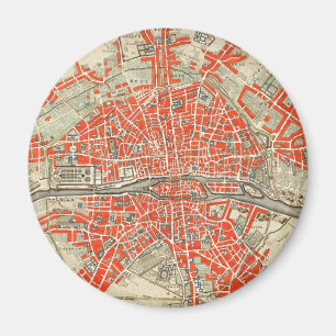 Vintage Map of Paris France (1721–1774) Magnet