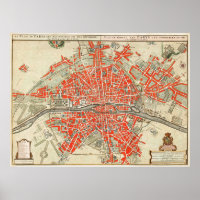 Vintage Map of Paris France (1721–1774)
