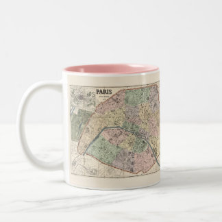 Vintage Map of Paris France 1878 Two-Tone Coffee Mug