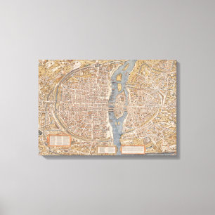 Vintage Map of Paris France Canvas Print