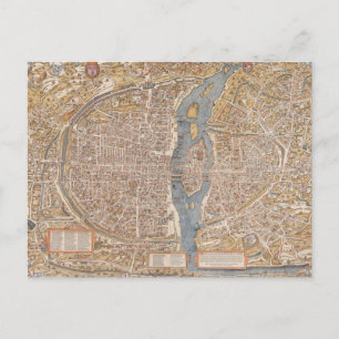 Vintage Map of Paris France Canvas Print Postcard