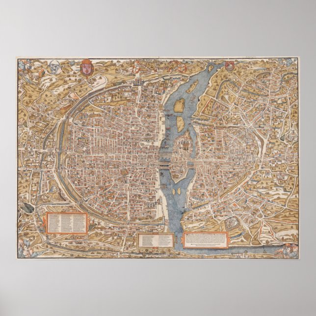 Vintage Map of Paris France Poster (Front)