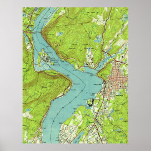 Vintage Map of Peekskill New York (1947) Poster
