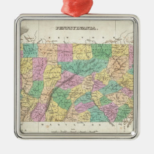 Vintage Map of Pennsylvania (1827) Metal Ornament