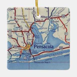 Vintage Map of Pensacola Christmas ornament
