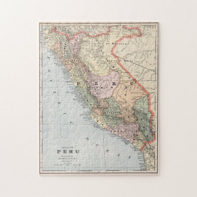 Vintage Map of Peru (1901) Jigsaw Puzzle (Vertical)