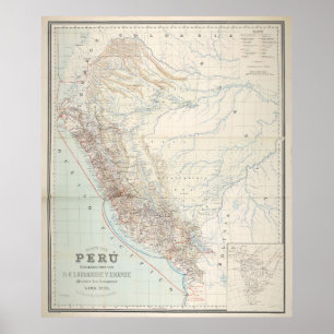 Vintage Map of Peru (1903) Poster
