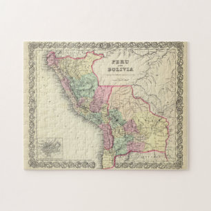 Vintage Map of Peru and Bolivia (1856) Jigsaw Puzzle