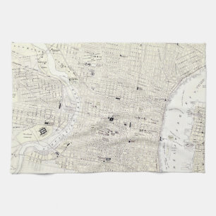 Vintage Map of Philadelphia (1885) Kitchen Towel