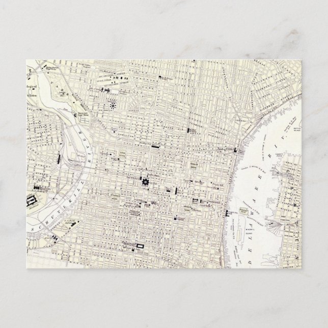 Vintage Map of Philadelphia (1885) Postcard (Front)
