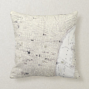Vintage Map of Philadelphia (1885) Throw Pillow