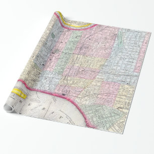 Vintage Map of Philadelphia Pennsylvania (1860) Wrapping Paper